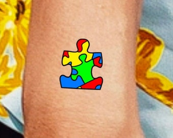 Puzzle Piece Temporary Tattoo / color