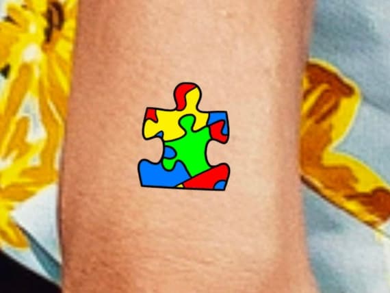 Puzzle Piece Temporary Tattoo / Color - Etsy