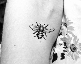 Bee Temporary Tattoo / insect tattoo / small tattoo / realistic bee tattoo