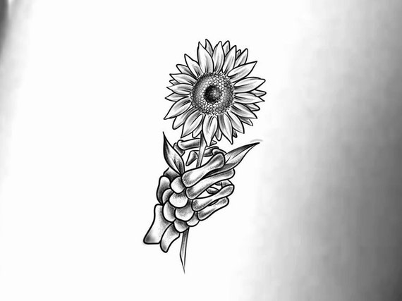 Tattoo of Sunflowers New School Sugar Skull