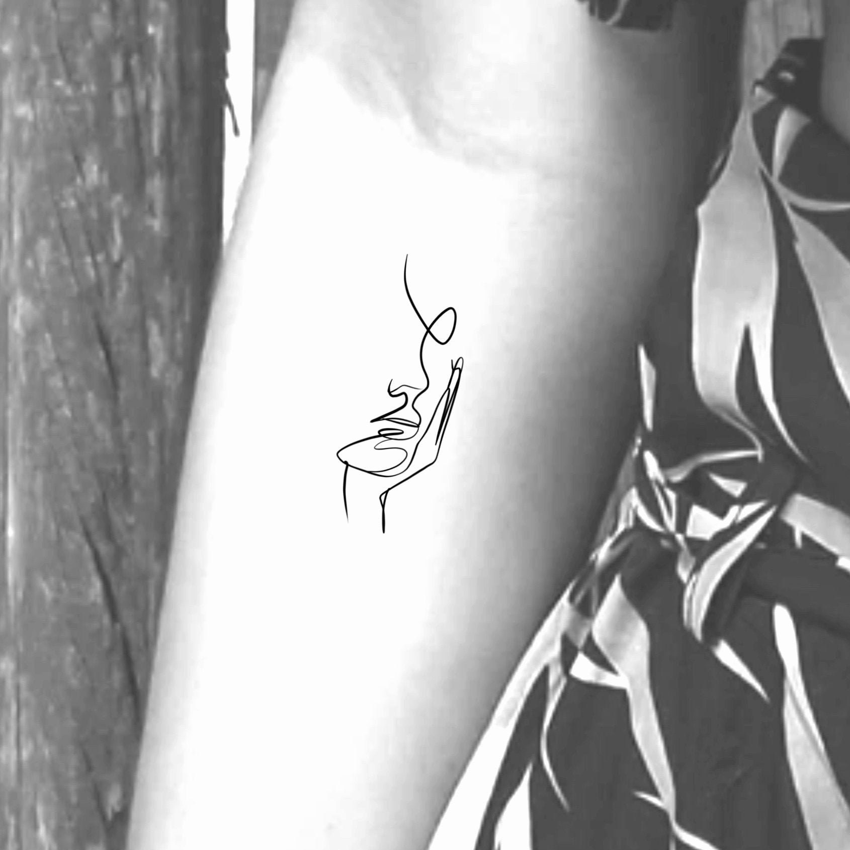 Face Single Line Temporary Tattoo