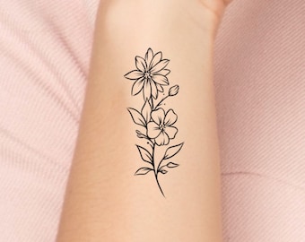 Wildflower Temporary Tattoo / floral tattoo / small tattoo / simple tattoo / floral tattoo 5