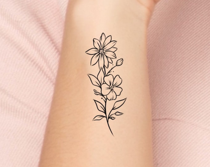 Wildflower Temporary Tattoo / floral tattoo / small tattoo / simple tattoo / floral tattoo 5