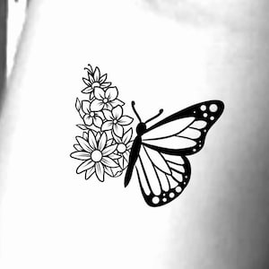 Butterfly Wild Flower Temporary Tattoo