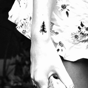 Pine Tree Silhouette Temporary Tattoo - Etsy