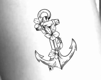 Anchor Wildflower Temporary Tattoo