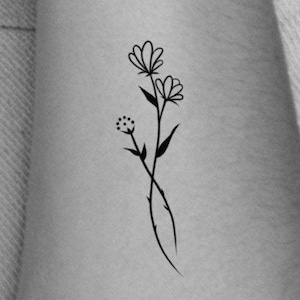 Wildflower Temporary Tattoo / floral tattoo / small tattoo / simple tattoo