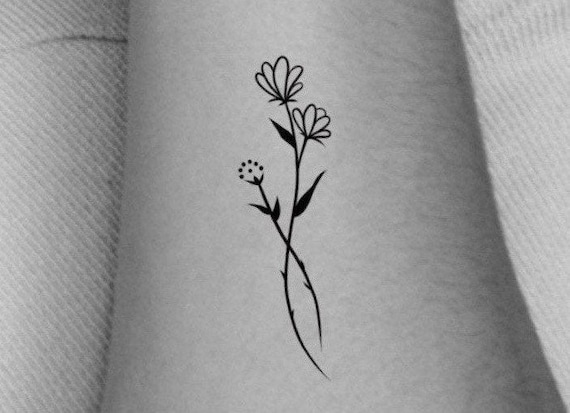 Wildflower Temporary Tattoo Floral Tattoo Small Tattoo Etsy