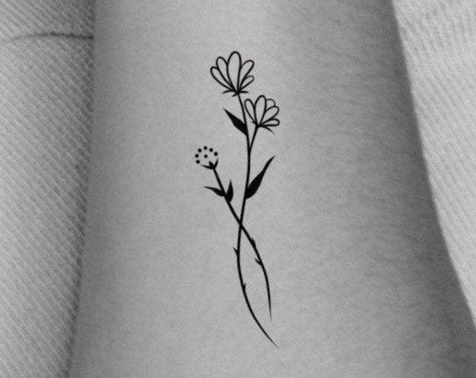 Wildflower Temporary Tattoo / floral tattoo / small tattoo / simple tattoo
