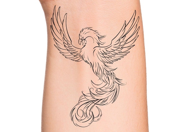 Phoenix Temporary Tattoo Bird Tattoo Rise From The Ashes Etsy Ireland