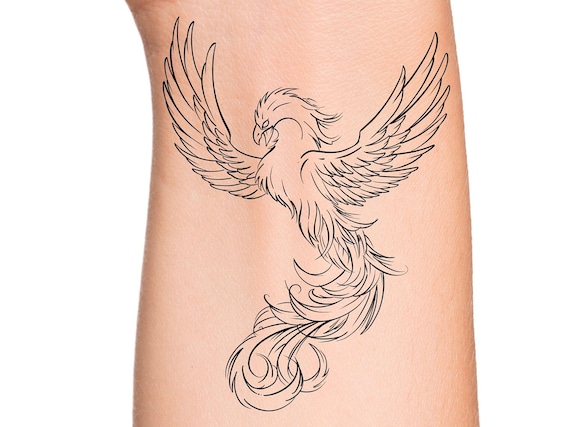 Phoenix Temporary Tattoo Bird Tattoo Rise From The Ashes Etsy Ireland