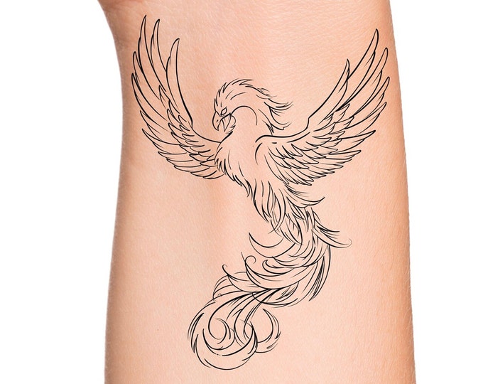 Phoenix Temporary Tattoo / bird tattoo / rise from the ashes / rebirth tattoo
