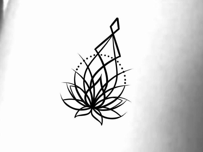 Simple Geometric Lotus Tattoo 3 Lotus Flower Magnet TeePublic