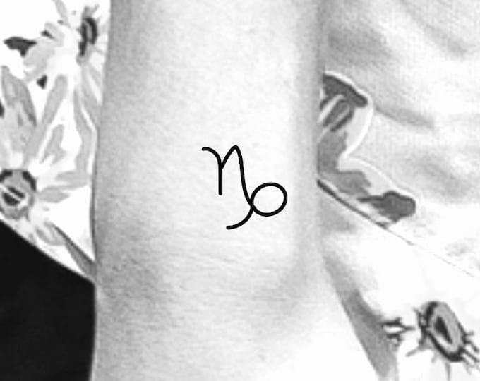 Capricorn Zodiac Symbol Temporary Tattoo