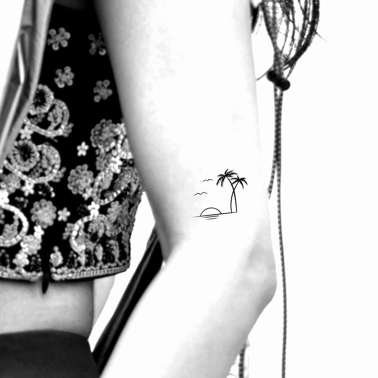 Palm Tree Sunset Temporary Tattoo