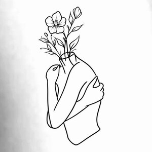 Floral Woman Temporary Tattoo
