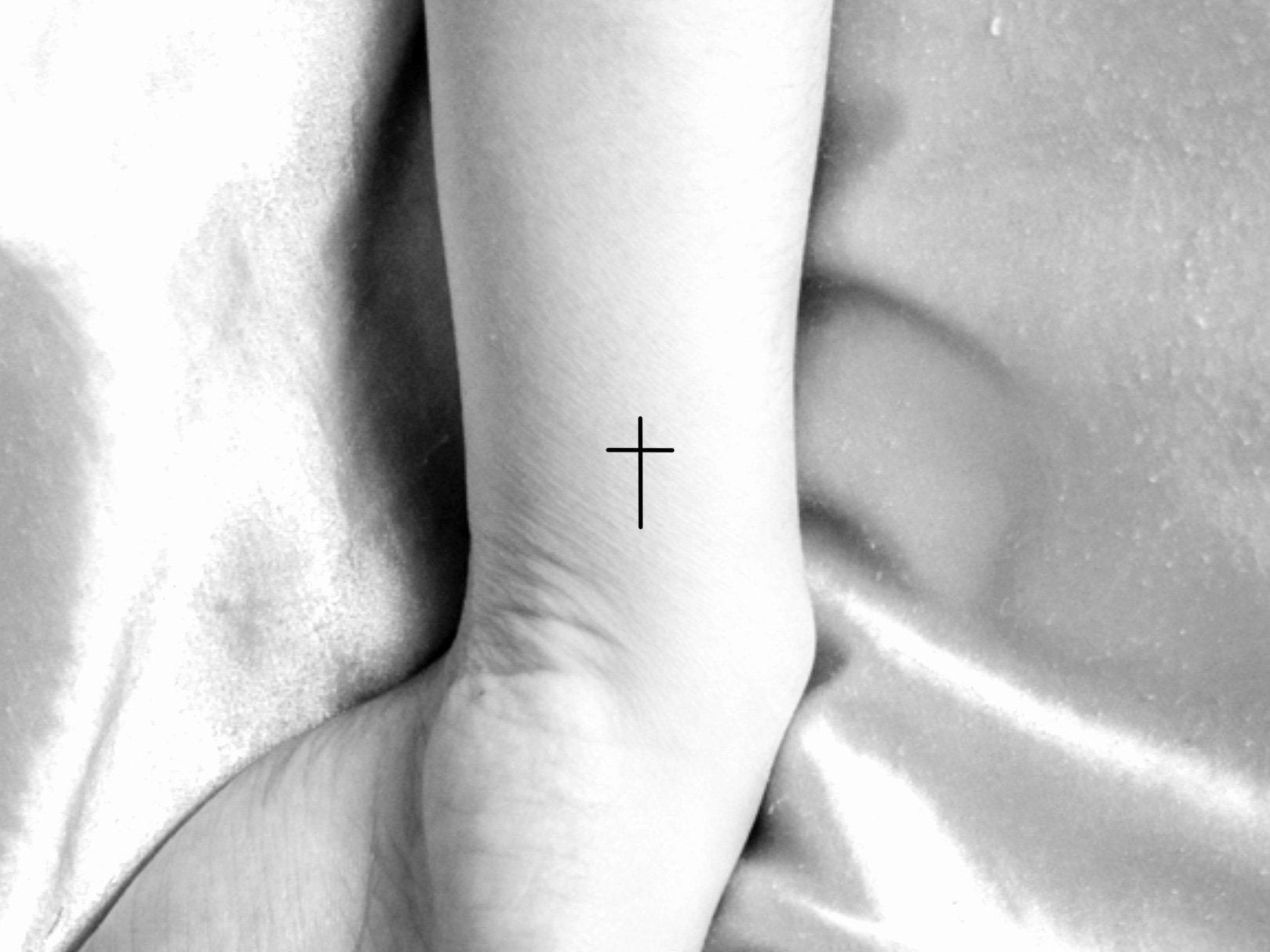 Black and Grey Cross with Flower Tattoo - wide 5