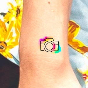 Watercolor Camera Temporary Tattoo