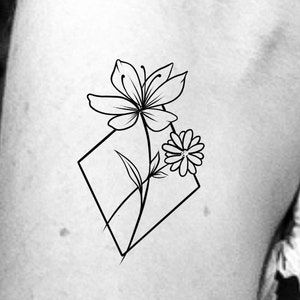 Wildflower Geometric Temporary Tattoo
