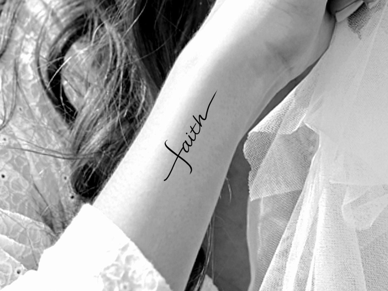 Faith Cross Temporary Tattoo / Text Tattoo / Words Tattoo / - Etsy Canada