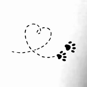 Paw Prints Heart Temporary Tattoo
