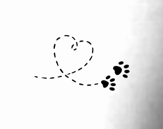 Paw Prints Heart Temporary Tattoo