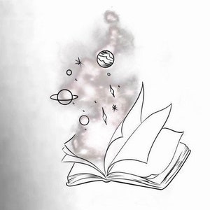 Open Book Galaxy Temporary Tattoo