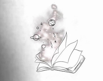 Open Book Galaxy Temporary Tattoo