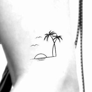 Palm Tree Sunset Temporary Tattoo