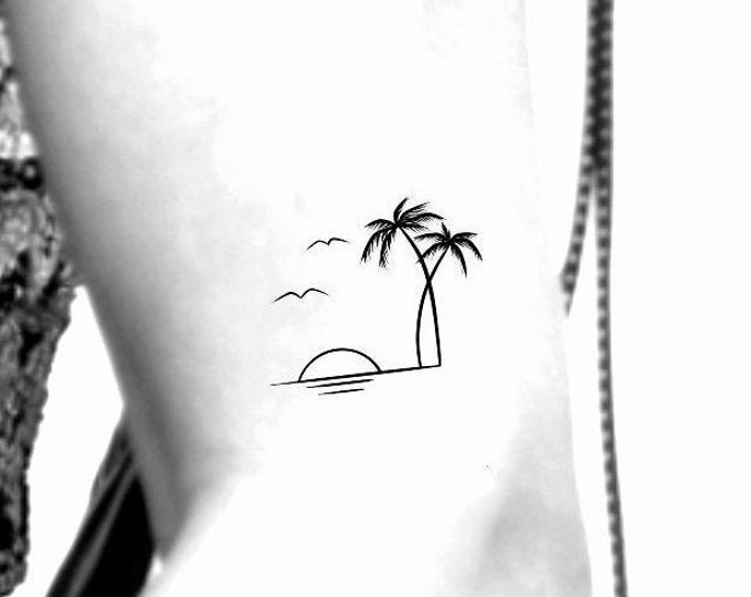 Palm Tree Sunset Temporary Tattoo