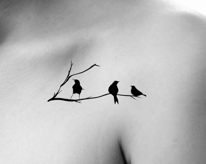 Birds on Branch Temporary Tattoo