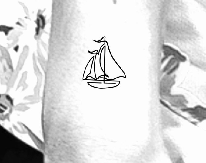 Sailboat Temporary Tattoo / boat tattoo / water tattoo / sailing tattoo / ocean tattoo / beach tattoo / wrist tattoo / arm tattoo