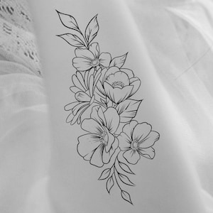 Large Floral Temporary Tattoo