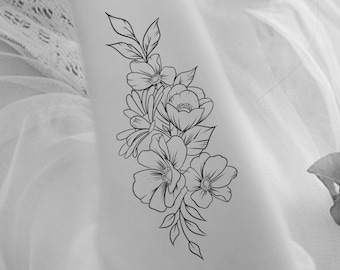 Large Floral Temporary Tattoo