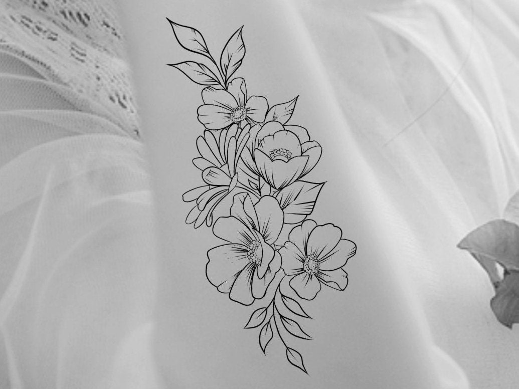 Large Floral Temporary Tattoo