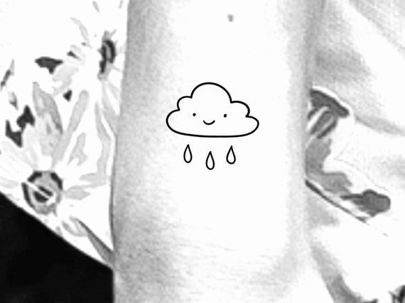 Rain Cloud Temporary Tattoo / Cloud Tattoo / Rain Tattoo / - Etsy