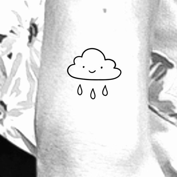 Rain Cloud Temporary Tattoo / cloud tattoo / rain tattoo / water tattoo / wrist tattoo / forearm tattoo / arm temporary tattoo