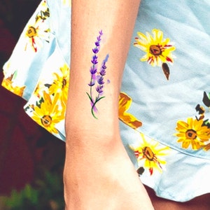 Lavender Temporary Tattoo / watercolor tattoo / floral tattoo / small tattoo / temp tattoo