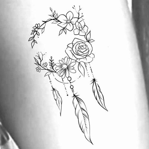 Floral Dreamcatcher Temporary Tattoo - Etsy