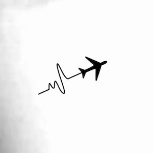 Airplane Heartbeat Temporary Tattoo / airplane tattoo / travel tattoo / ekg tattoo / love tattoo / heartbeat tattoo / wrist tattoo