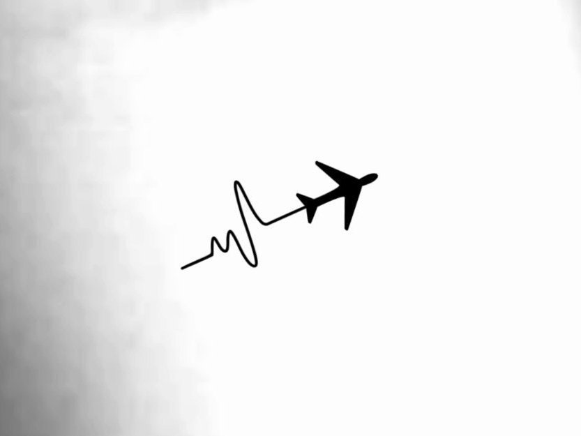 Airplane Heartbeat Temporary Tattoo / Airplane Tattoo / Travel - Etsy