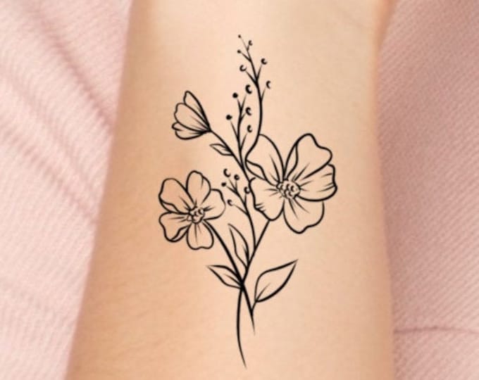 Wildflower Temporary Tattoo / floral tattoo / small tattoo / simple tattoo / flower tattoo 2