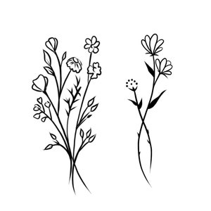 Wildflower Temporary Tattoo 2 pack / floral tattoo / flower tattoo / small tattoo