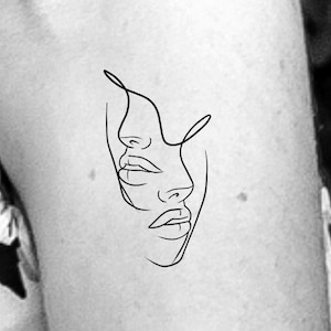 Faces Temporary Tattoo / line face tattoo / woman face tattoo