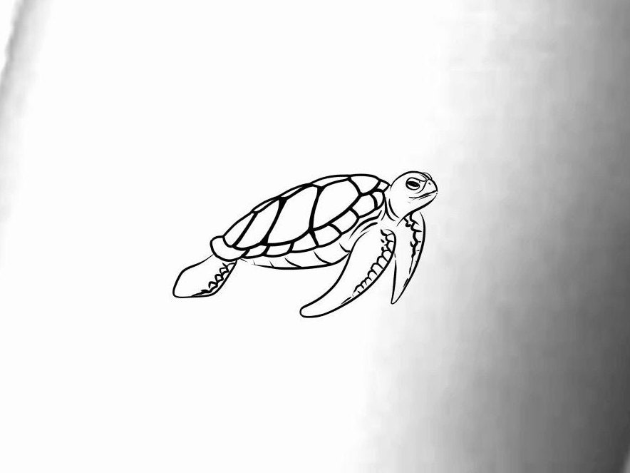 Sea Turtle Temporary Tattoo / Small Turtle Tattoo / Animal - Etsy