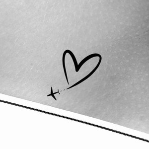 Heart Airplane Temporary Tattoo / Traveling Heart Tattoo