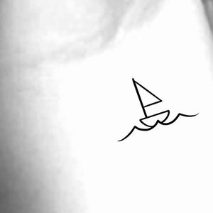 Sailboat Wave Temporary Tattoo / Boat tattoo / Small Tattoo