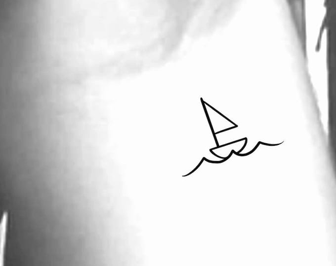 Sailboat Wave Temporary Tattoo / Boat tattoo / Small Tattoo