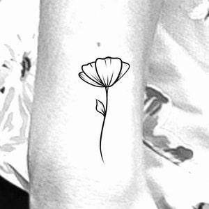 Poppy Temporary Tattoo / small flower tattoo / floral tattoo / tiny flower / wildflower / cute flower / flowers / tattoos / fine line tattoo