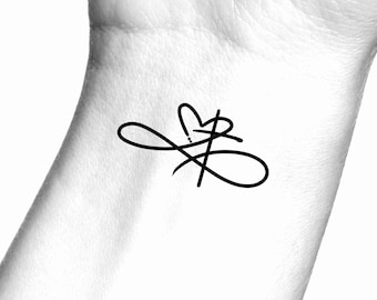 Cross Heart Infinity Temporary Tattoo - Religious Tattoo